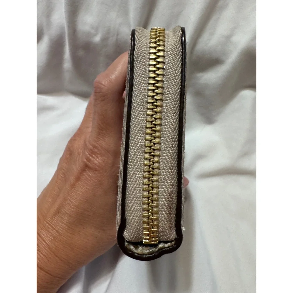 Michael‎ Kors Jet Set Python Embossed Leather Zip Around Wristlet Wallet Tan